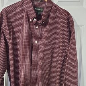 Eddie Bauer Men's Maroon Plaid Button Down Shirt